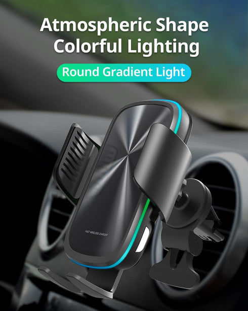 Wireless Car Charger with Phone Holder Mount, Fast Charging 15W Auto Clamping for Air Vent Accessories