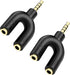 Mini U Shape Headphone Mic Splitter, 1 Male to 2 Female AUX Audio Converter, 2 Pack