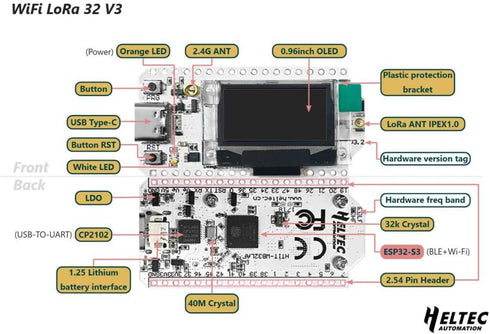 Heltec Automation V3 ESP32 S3 SX1262 Heltec LoRa Meshtastic Node WiFi Bluetooth Mesh Radio Development Board with OLED