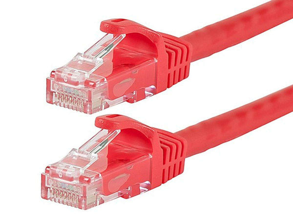 Monoprice Cat6 14ft Red Patch Cable UTP 24AWG 550MHz Pure Bare Copper Snagless RJ45 - Pack of 1