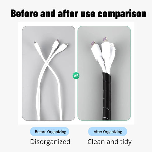 Yosoo Black Spiral Cable Wrap, 6mm/1/4" 2M (6.56ft) Cable Organizer