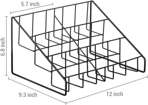 MyGift 3-Tier Modern Matte Black Metal Wire CD Storage Rack, Tabletop Media Organizer, Set of 2