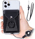Cell Phone Card Holder, Adhesive Stick-on Credit Card Wallet Pocket with Detachable Neck Strap - Black