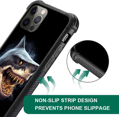 DJSOK Golden Toothed Shark Case for iPhone 13 Mini - Rugged Dual Layer Shockproof Cover for Men, Boys, and Girls.