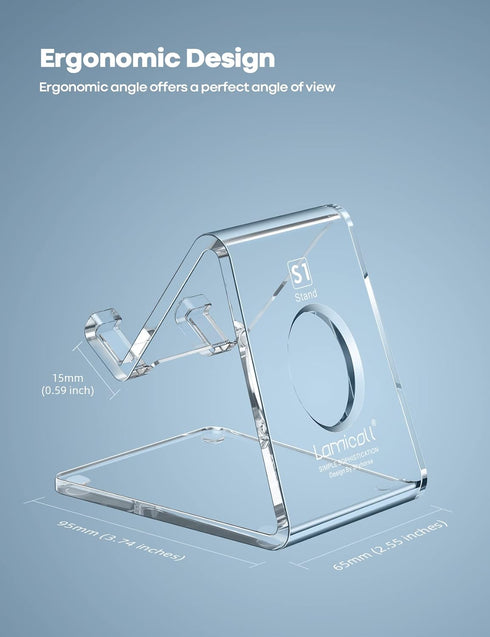 Lamicall Clear Cell Phone Stand, Transparent Phone Dock for Desk, Acrylic Office Accessories, Suitable for 4-8'' iPhone
