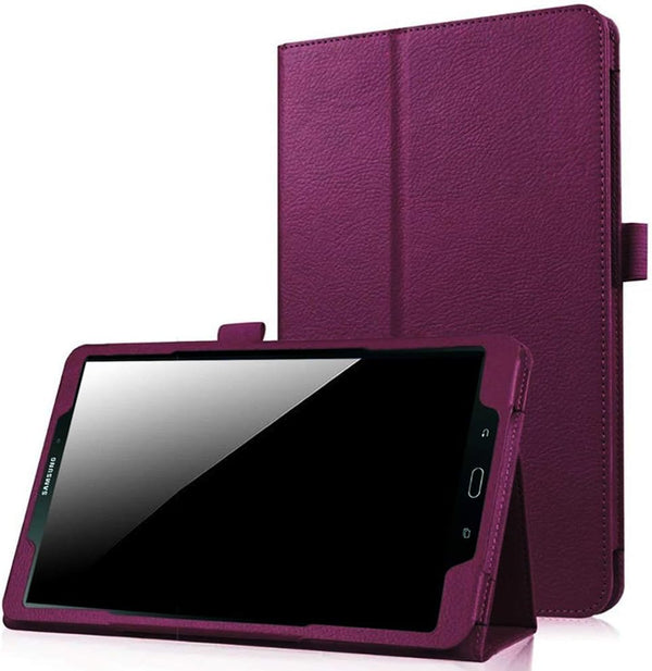 Premium PU Leather Folio Case for Galaxy Tab A 10.1 (2016 NO S Pen Version), Purple | Smart Stand Cover for Samsung