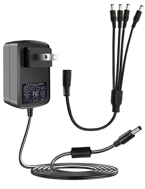 LONNKY DC 12V 2A Security Camera Power Adapter Combine with 1 to 4