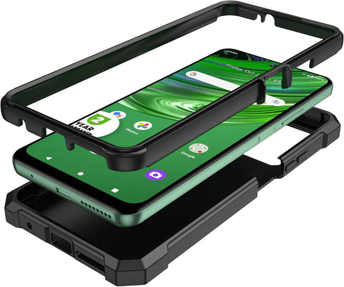 Cricket Outlast Case with Tempered Glass Screen Protector, 360 Full-Body Soft TPU Bumper Shockproof Silicone Cover