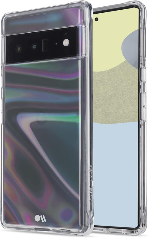 Case-Mate Soap Bubble Google Pixel 6 Pro Case, 10ft Drop Protection, Wireless Charging Compatible, Iridescent Swirl