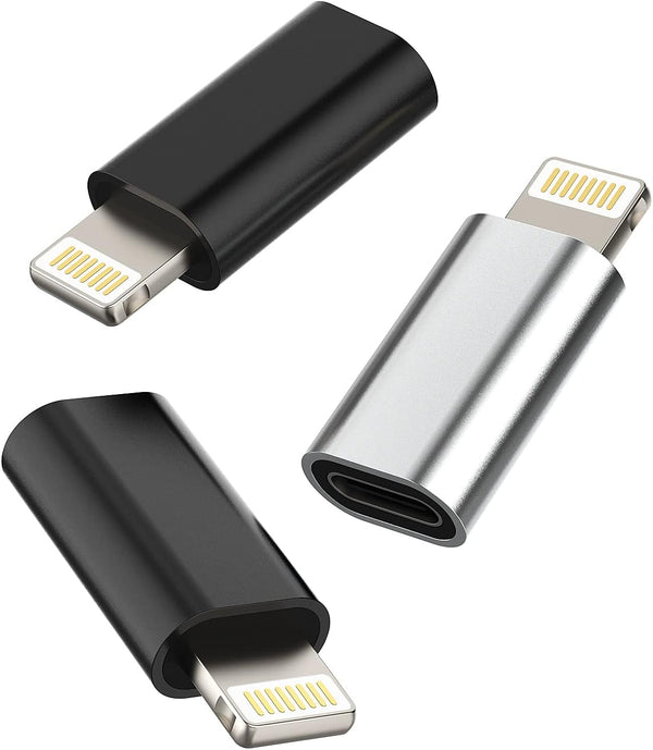 3 Pack USB C Female to Lightning Male Adapter, Type C Power Charger Plug for Apple iPhone and iPad