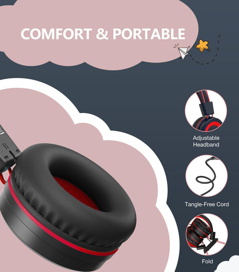 94dB Bywulanda Upgrade USB Type C Kids Headphone for School, Safe Volume Limited, HD Stereo Sound, Foldable Lightweight