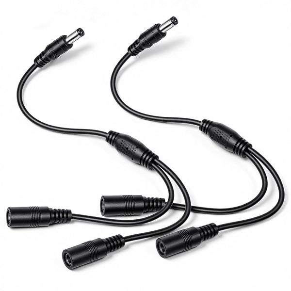 FdcZeyxior 2 Pack 1 Male to 2 Female Power Cord Splitter 5.5mm x