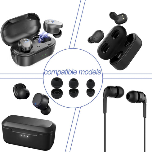 30 Pcs Silicone Earbud Tips - Soft Replacement Earpads in S/M/L Sizes for Most Headphones (Black)