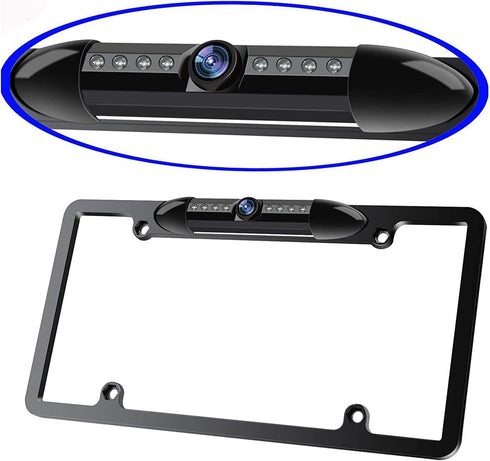 AOCISKA 8 170 License Plate Frame Backup Camera, Rear View Camera with LED, Viewing Angle Night Vision Car