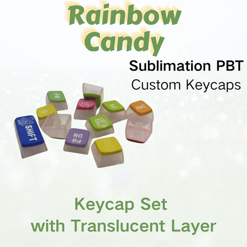 Rainbow Dye Sub PBT Keycaps, Pudding Keycaps Set for Mechanical Gaming Keyboard, Shine Through Keycaps