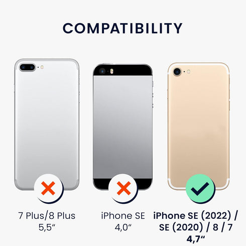 kwmobile TPU Silicone Phone Cover Case - Radiant Blue, Compatible with Apple iPhone SE (2022/2020), iPhone 8/7