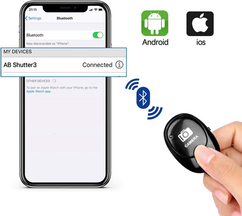 Wireless Camera Remote Shutter - Wireless Remote Control for iPhone & Android Phones iPad Tablets, Portable Selfie Clicker for Photos and Videos