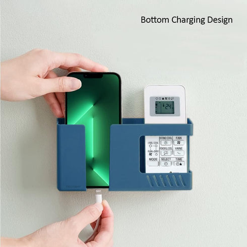 D3 Wall Mount Phone Holder, Punch-Free Wall-Mounted Mobile Phone Charging Stand, Sticky Remote Control Storage Box (2