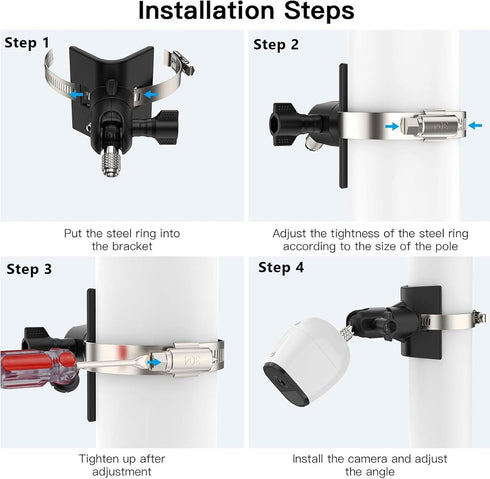 No-Drill Outdoor Security Camera Pole Mount, Universal Mounting for Ring, Eufy, Wyze, Arlo, Google Nest Cameras -