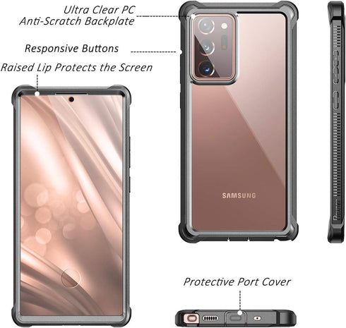 Dexnor Rugged Protective Case for Galaxy Note 20 Ultra 5G with Screen Protector - Black
