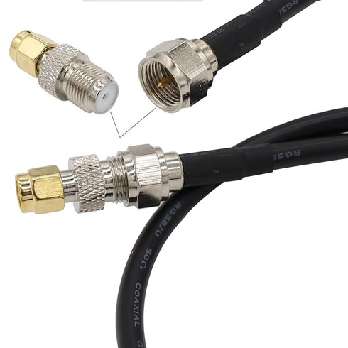 SMA to F Adapter, SMA Male to F Type Male 20 inch RG58 Coaxial Extension Cable + 3pcs F Type Connectors