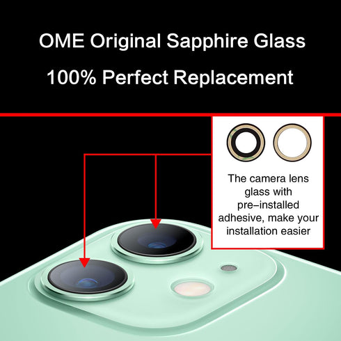 2PCS ASDAWN Back Camera Lens Glass Replacement for iPhone 11, Pre-Installed Adhesive, Installation Manual + Repair Tool