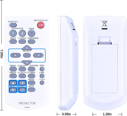 MXDA Replacement Remote Control Compatible for Panasonic Projector PT-VX400U, PT-VW330U, PT-VW330E, PT-VW330EA