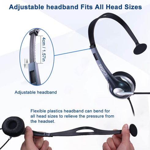 Callez Wired Telephone Headset Mono, Call Center RJ9 with Noise Canceling Mic for ShoreTel, Plantronics, Polycom