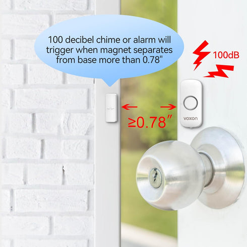 VOXON Door Window Alarm for Kids Safety, Wireless Personal Security Sensor, Burglar Alarm for Home, Cars, Sheds,
