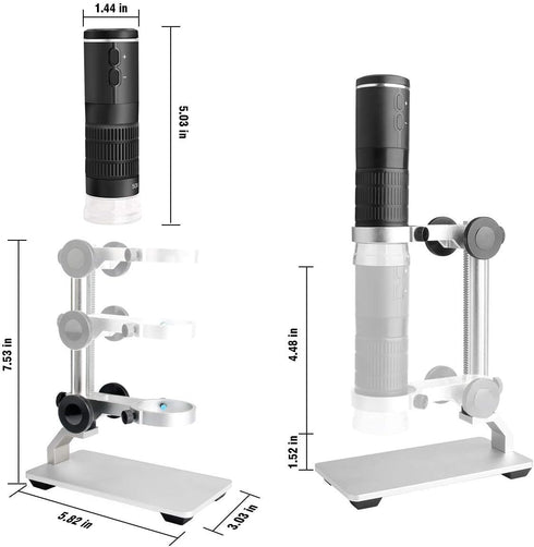 WiFi Digital Microscope for iPhone Android Phone Mac Windows, HD 1080P/720P Video Record, 50-1000X Magnification