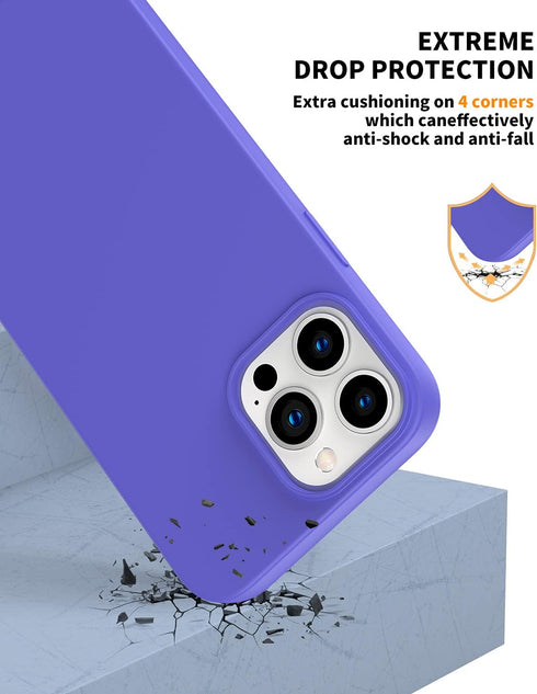 Designed for iPhone 14 Pro Max Case, Silicone Ultra Slim Shockproof Phone Case with Soft Anti-Scratch Lining, Purple