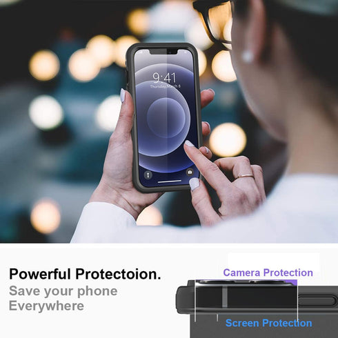iPhone 12 Pro Heavy Duty Waterproof Case with Built-in Screen Protector, Shockproof & Dustproof, Clear, 6.1 inch.