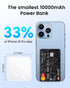 10000mAh Mini Power Bank, Portable Charger with USB C Input/Output, 30W Fast Charging