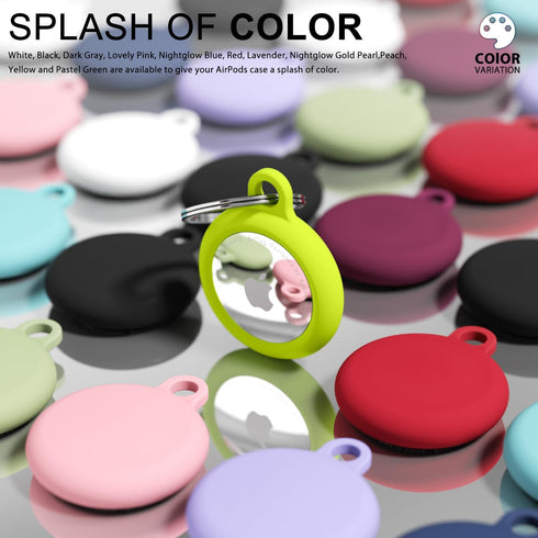 oakxco Neon Green Airtag Keychain Silicone Holder with Key Ring, Cute Accessories for Kids, Luggage, Car Dog Collar,