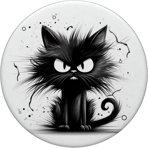 Funny Black Cat It's Fine I'm Fine Everything Is Fine PopSockets Swappable PopGrip