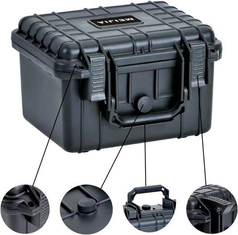 MEIJIA Portable All Weather Waterproof Camera Case with Foam, Fits Drones and Camera Equipment, 10.62 x 9.68 x 6.87