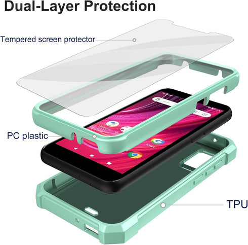 Ailiber Rugged Silicone Cell Phone Case for Blu Studio Mini 2023 with Screen Protector, Shockproof Corners, Mint Green