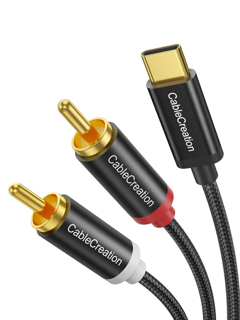 CableCreation USB C to RCA Audio Cable 3.3FT, Type-C to 2 Male Y RCA Splitter for iPhone 15 Series, Home Theater,