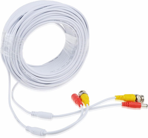 150ft White Video Power BNC Cable Cord Lead Wires Replacement for Zosi