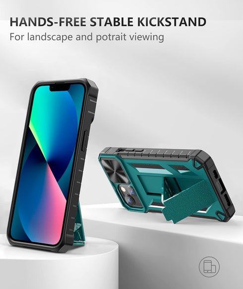 SOiOS iPhone 16e Case 2025: iPhone 13 iPhone 14 Cover with Kickstand, Shockproof Military Grade Protective Case