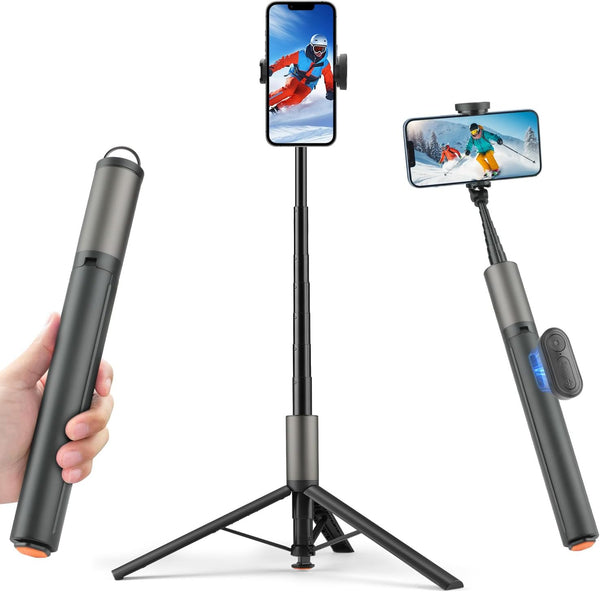 YUANRAN 62 inch Selfie Stick Tripod for iPhone, Auto-Open Phone Tripod Stand with