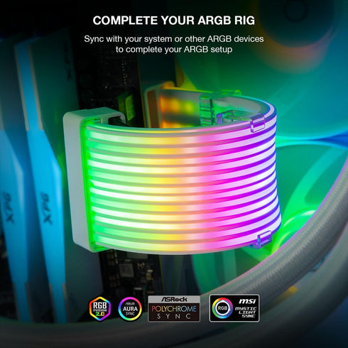 TECWARE Flex RGB PSU Extension Cable Cover Kit, Light Up LED Strip Set for GPU and Motherboard PC Cables