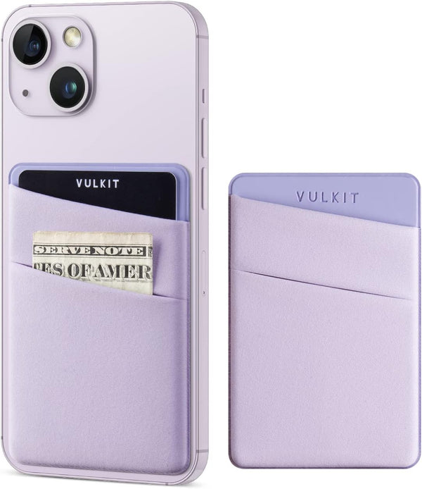 VULKIT Slim Elastic Adhesive Phone Wallet, Credit Card Sleeves Sticker for Back of Smartphone (Lilac)
