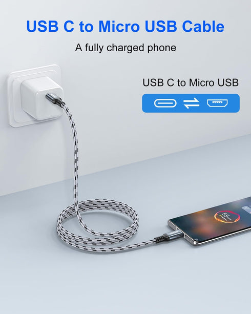 SNANSHI Micro USB to USB C Cable 4FT, Braided Charging Cable for Headphone, Phone, Controller