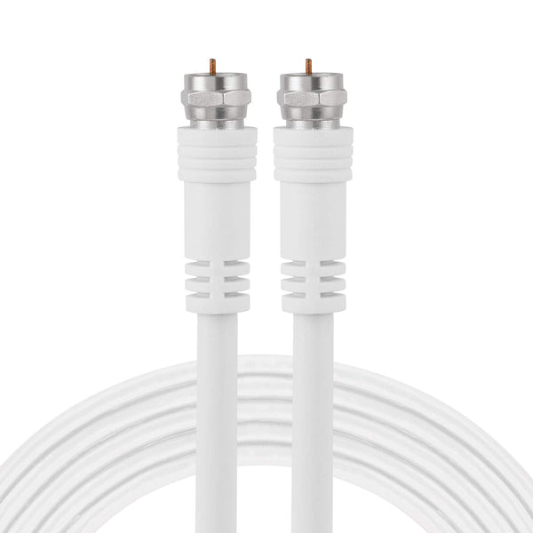 GE RG6 Coaxial Cable, 6 ft, White - F-Type Connectors, Low Loss Coax for TV Antenna, DVR, Home Theater