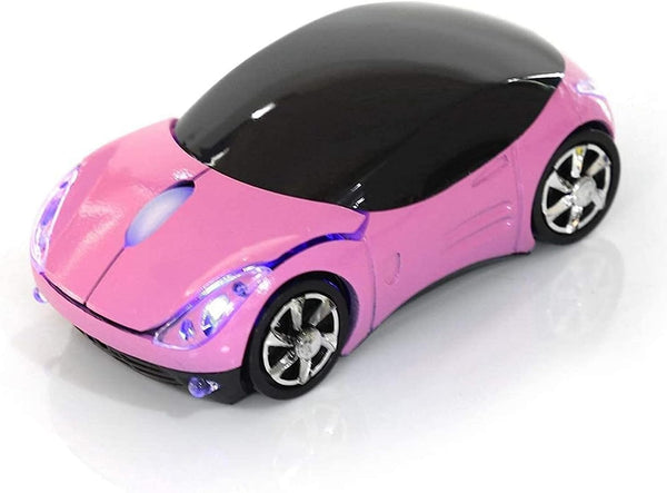 2.4G Wireless Optical Mouse, 3D Car Shape with USB Receiver for PC Laptop (F-car, pink)