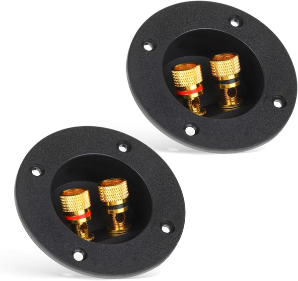 2 Pcs Black Speaker Box Terminal Cup 3 Inch - Spring Loaded Jacks Speaker Wire Connector