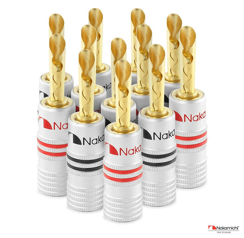 Nakamichi Excel Series 24k Gold Plated BFA Banana Plug for Speakers Amplifier Hi-Fi AV Stereo Home Theatre Audio Wire