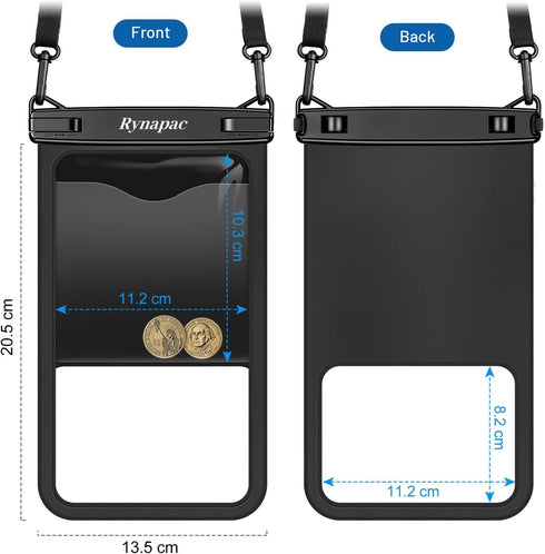 10in Waterproof Phone Pouch - IPX8 Dry Bag with Lanyard for iPhone 15/14/13/SE & Galaxy 23/22/21/20 Series.
