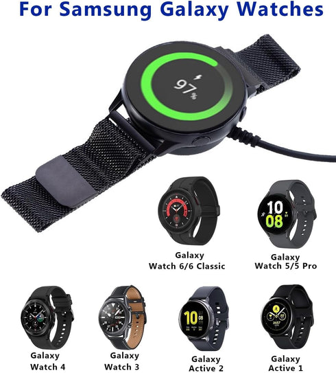 Charger for Galaxy Watch 5 Pro, USB C Watch Charger Cable Compatible with Samsung Galaxy Watch 6 Classic/6/5 Pro/5/4 Classic/4/3/Active 2 - Black, 3.3 FT